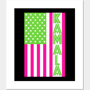 Kamala Harris 2020 Sorority Pink Pretty Green Flag Posters and Art